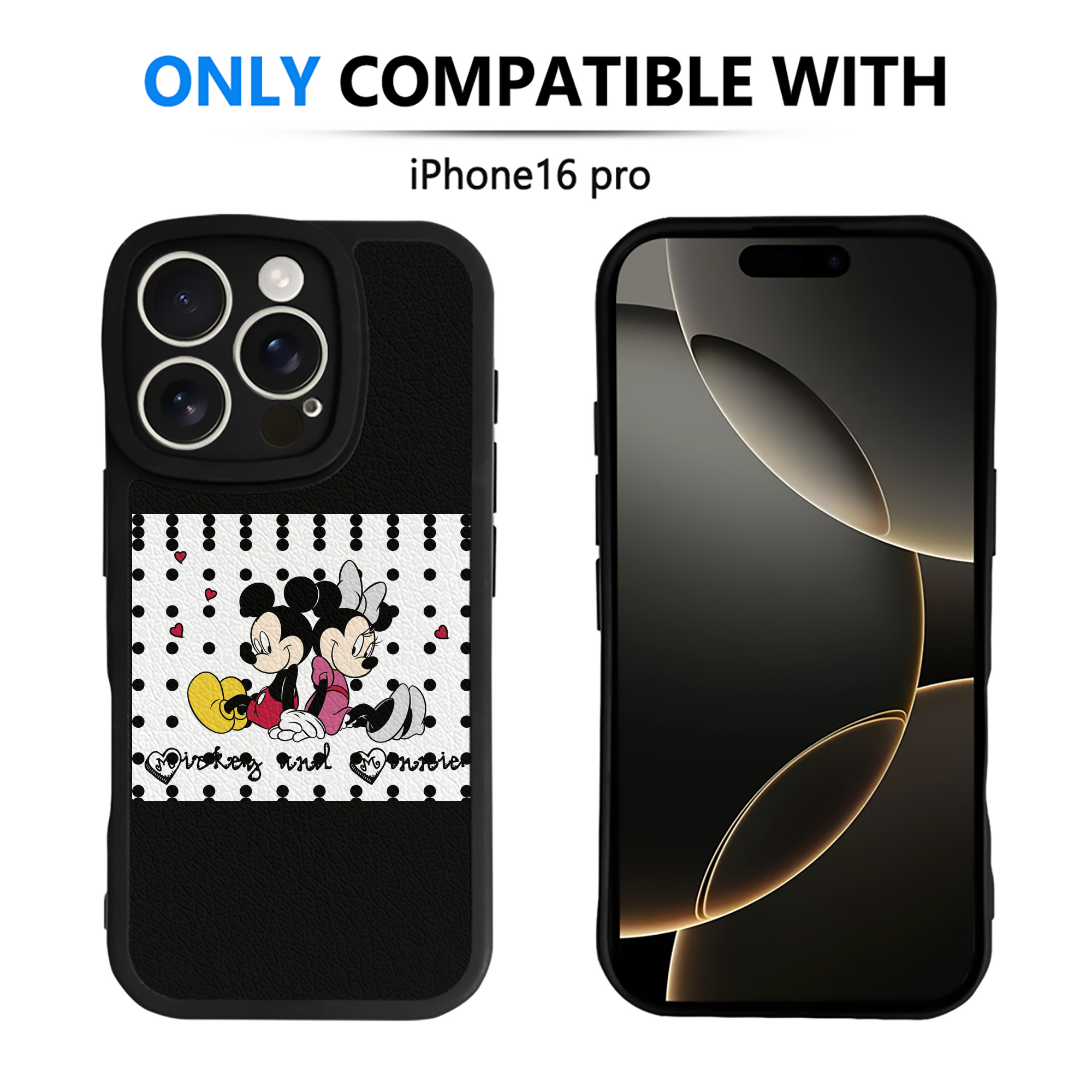 （画像用） ミッキーマウス Mickey Mouse 【iPhone 16シリーズ対応】シリコンスマホケース（レザー調） 材質：シリコン